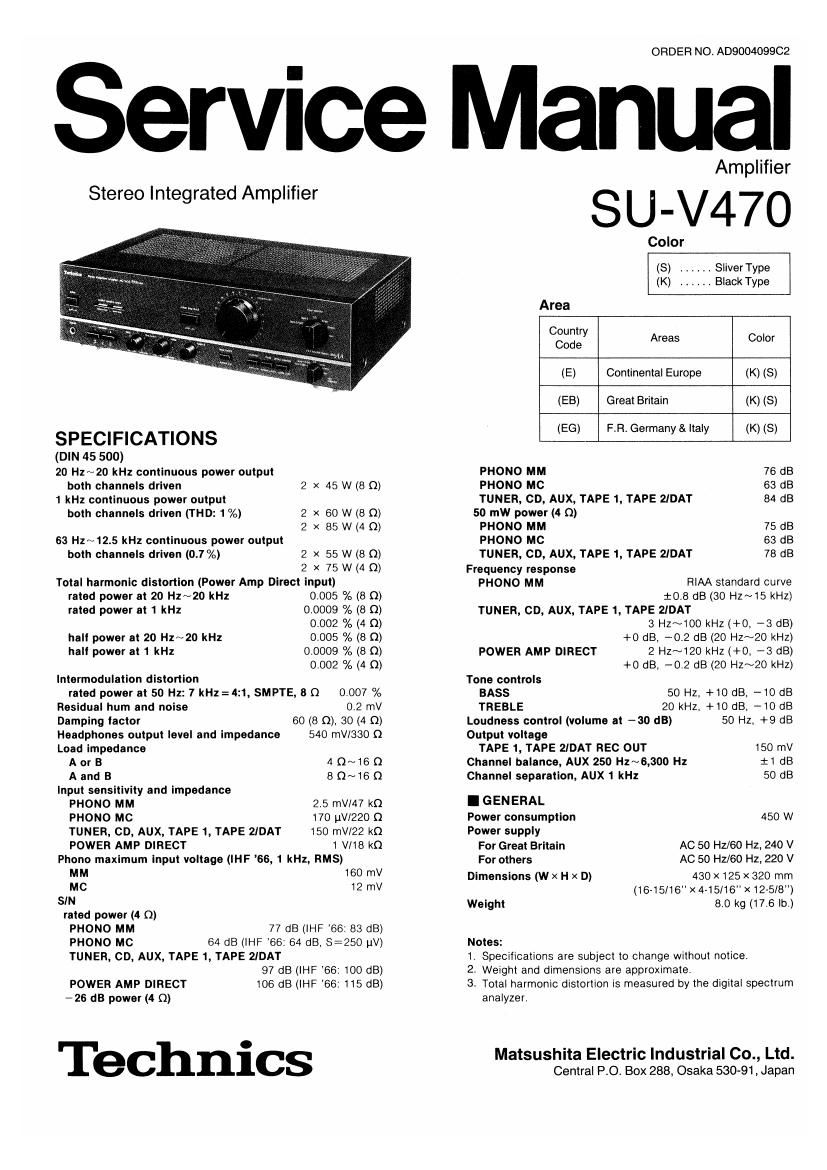 Technics SUV 470 Service Manual