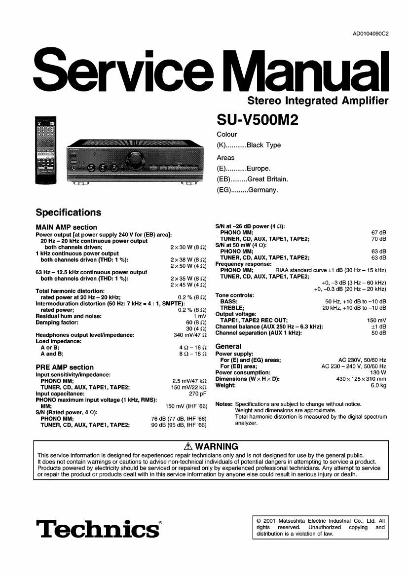 Technics SUV 500 M 2 Service Manual