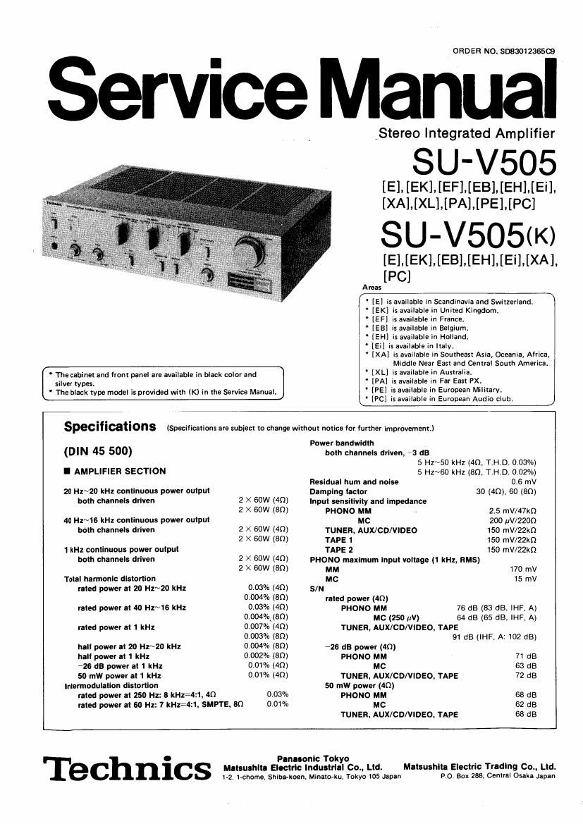 Technics SUV 505 K Service Manual