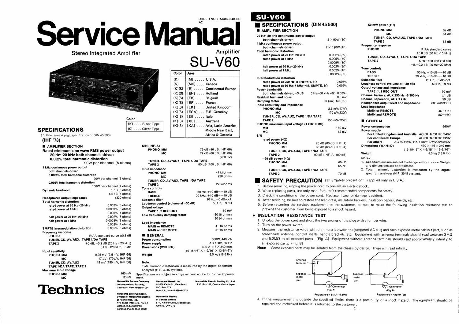 Technics SUV 60 Service Manual