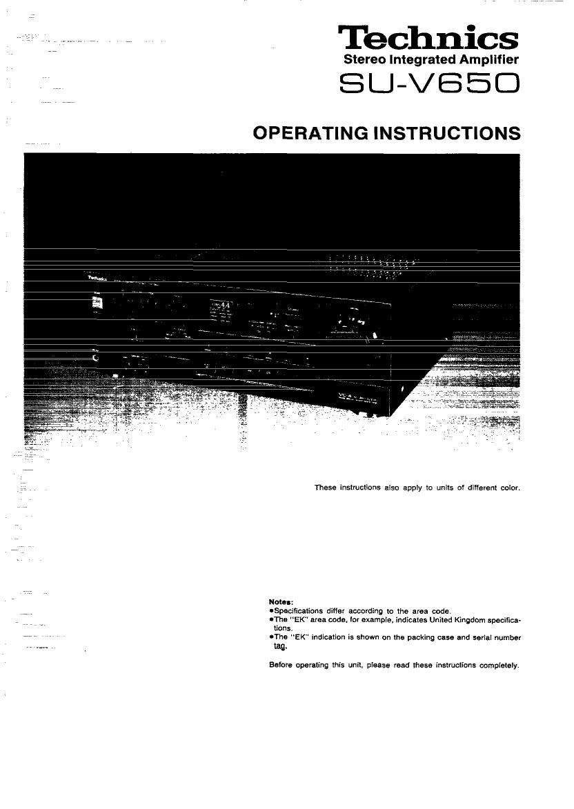 Technics SUV 650 Owners Manual