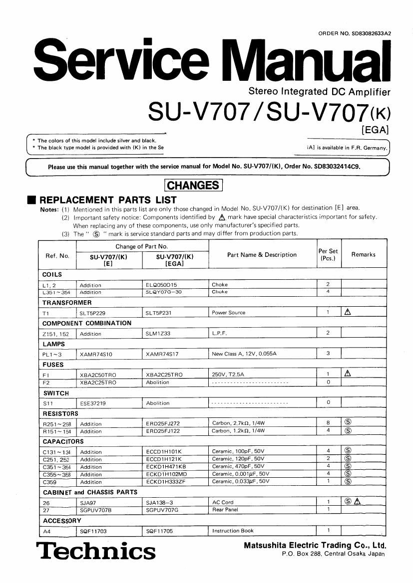 Technics SUV 707 Service Manual
