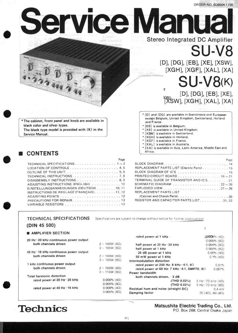 Technics SUV 8 Service Manual