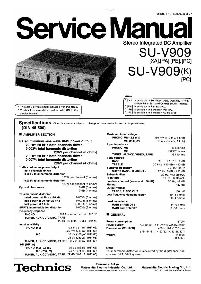 Technics SUV 909 Service Manual