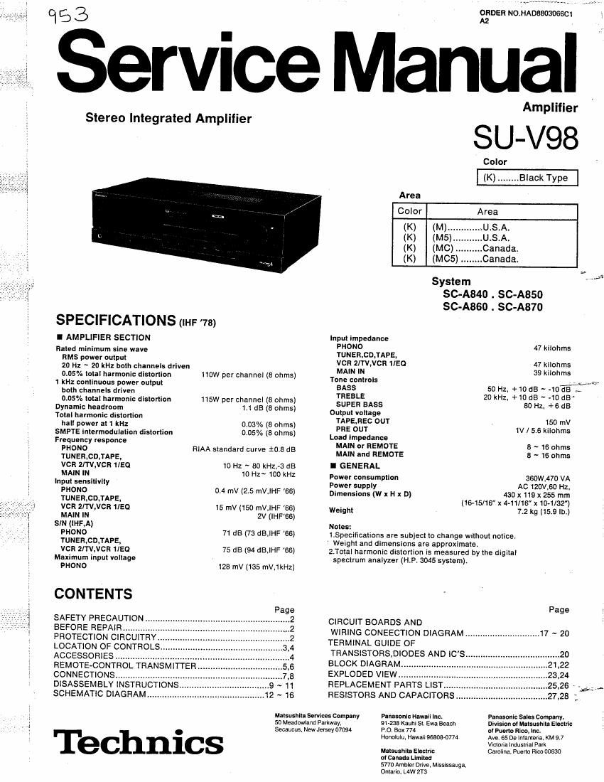 Technics SUV 98 Service Manual