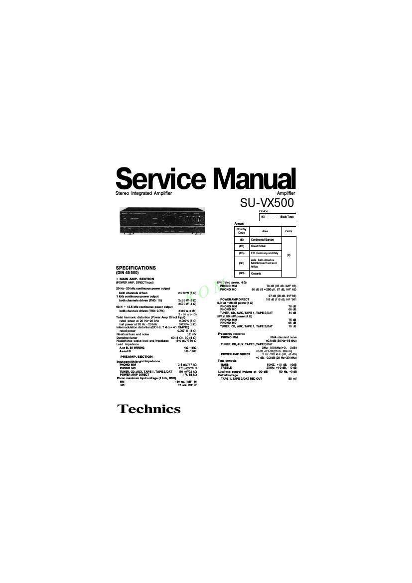 Technics SUVX 500 Service Manual