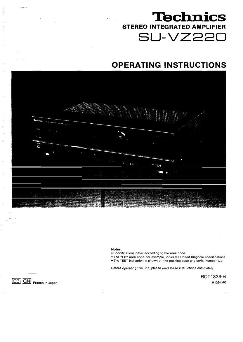 Technics SUVZ 220 Owners Manual