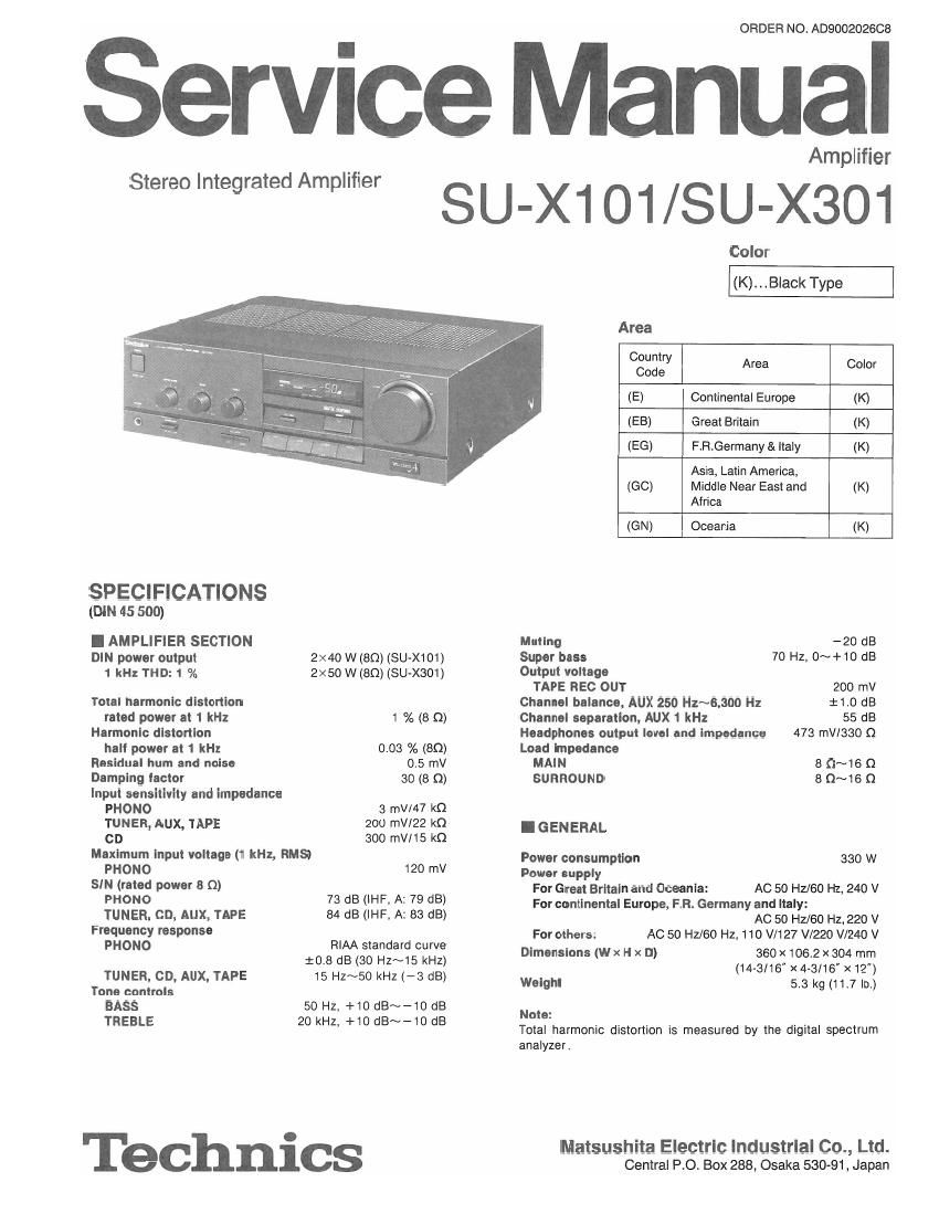 Technics SUX 101 SUX 301 Service Manual