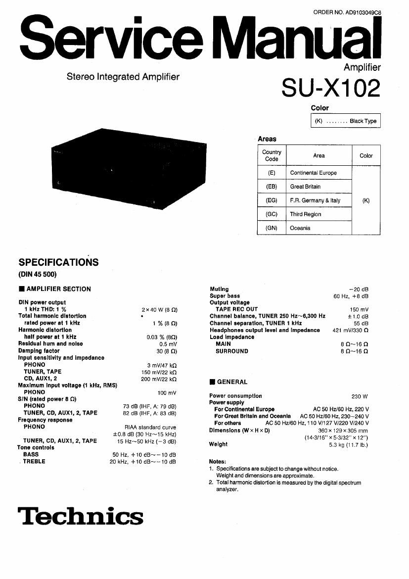 Technics SUX 102 Service Manual