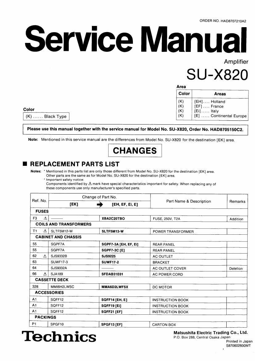 Technics SUX 820 Service Manual