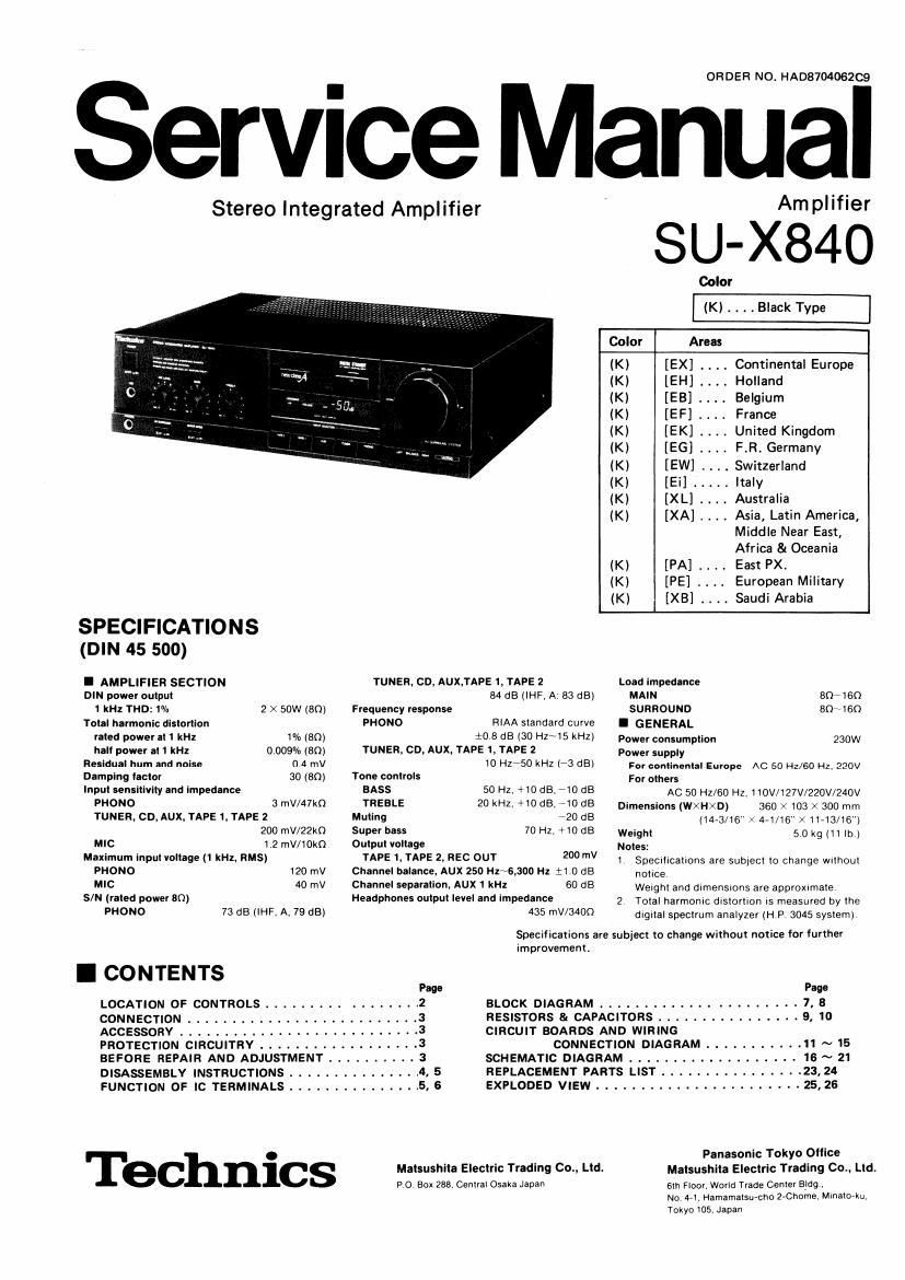 Technics SUX 840 Service Manual