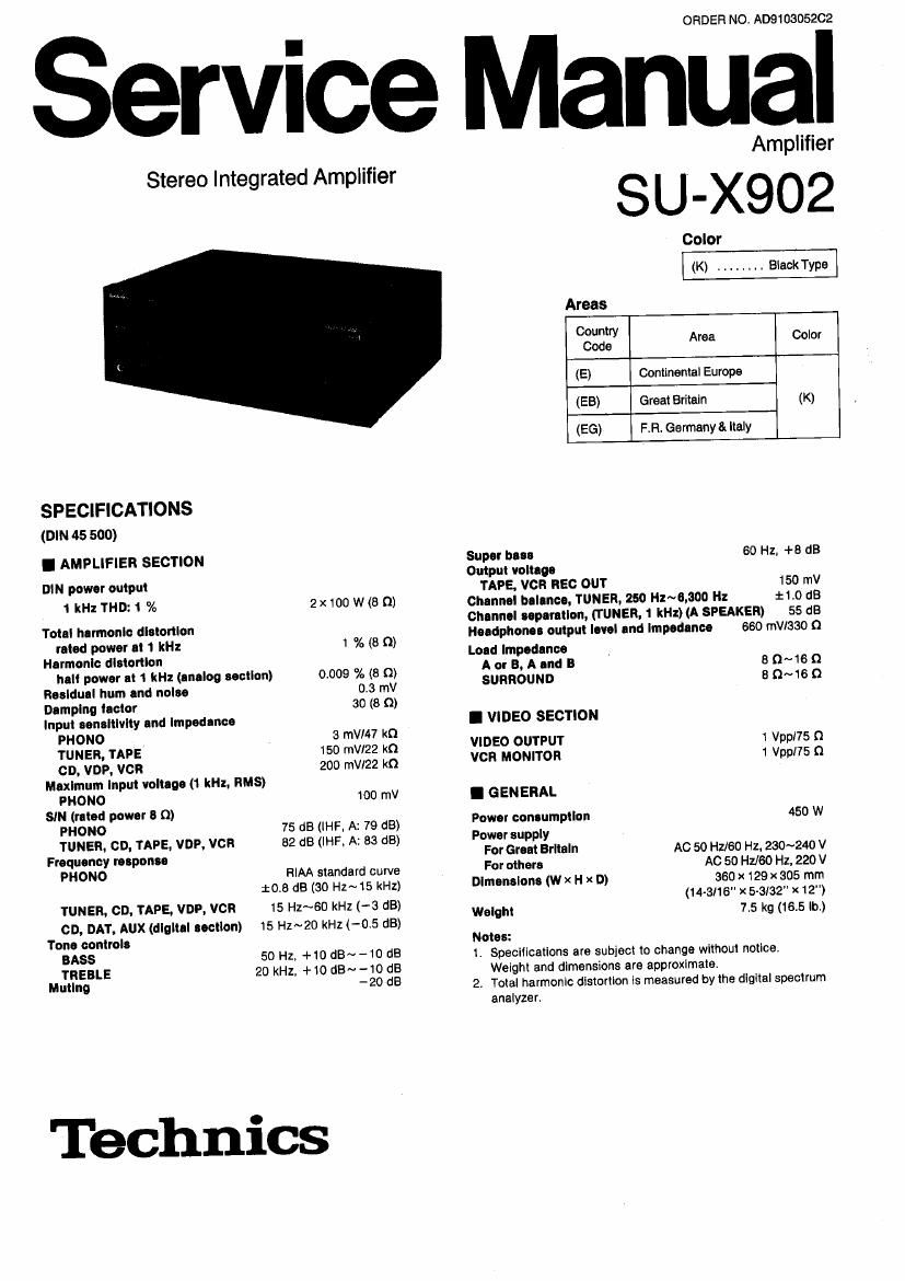 Technics SUX 902 Service Manual