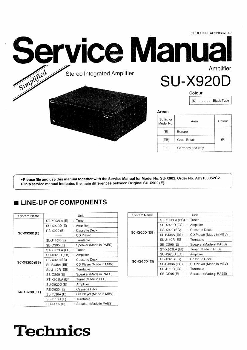 Technics SUX 920 D Service Manual