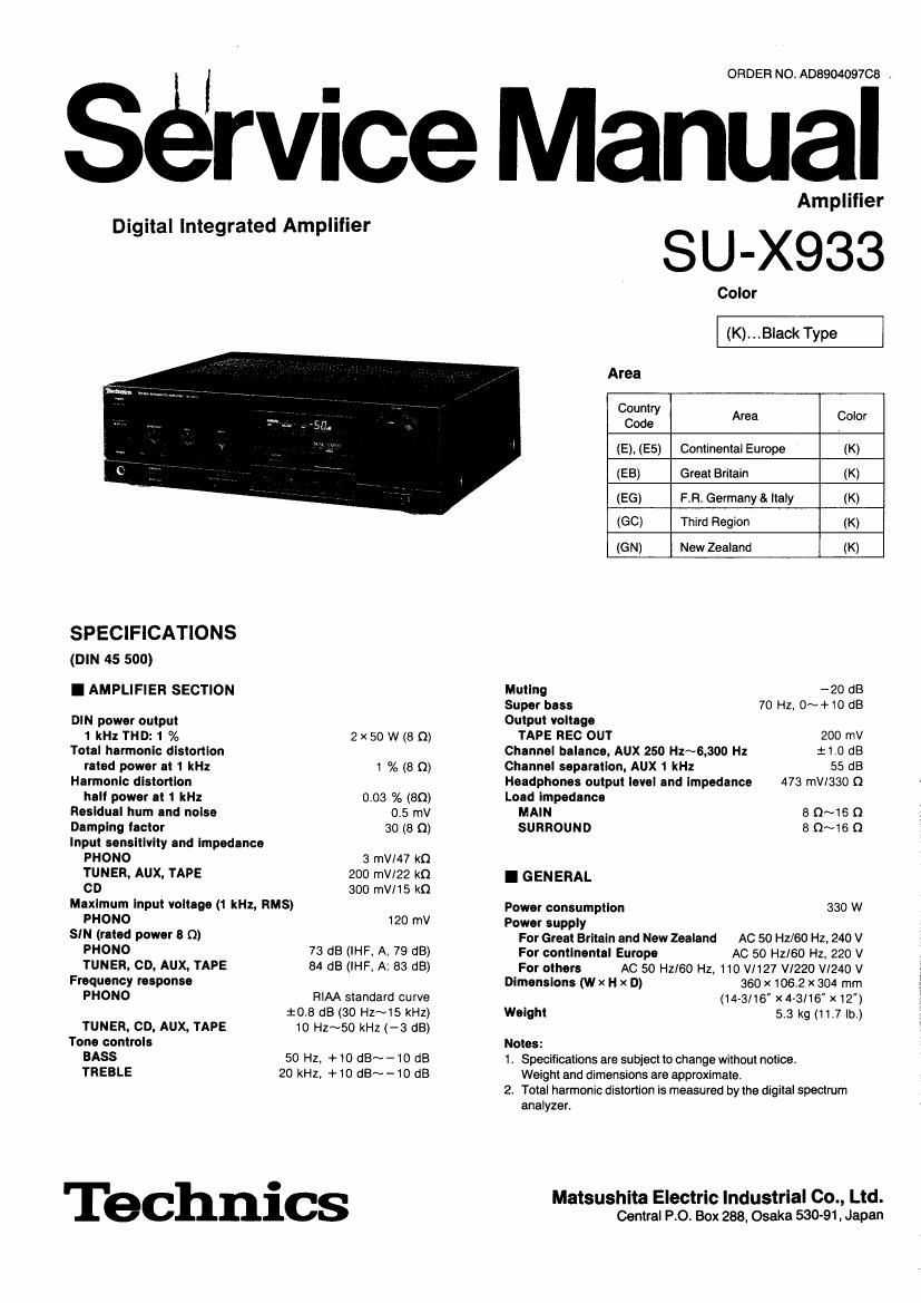 Technics SUX 933 Service Manual
