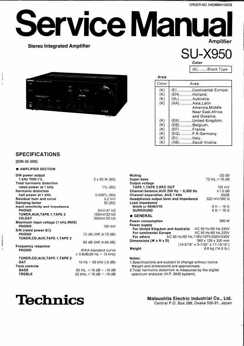 Technics SUX 950 Service Manual