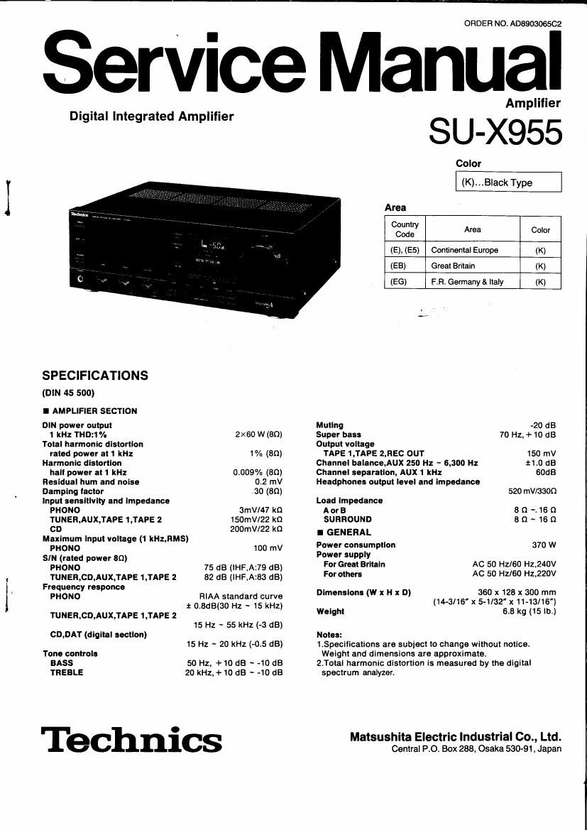 Technics SUX 955 Service Manual