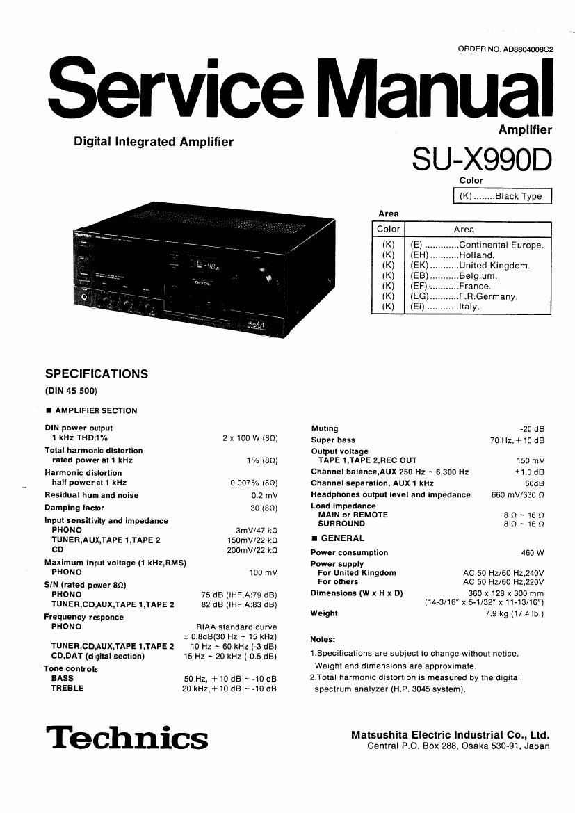Technics SUX 990 D Service Manual