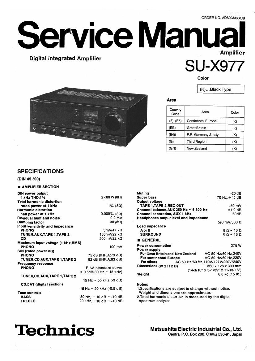 Technics SUX 997 Service Manual