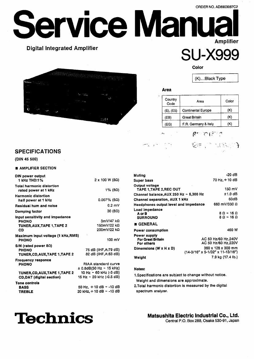 Technics SUX 999 Service Manual