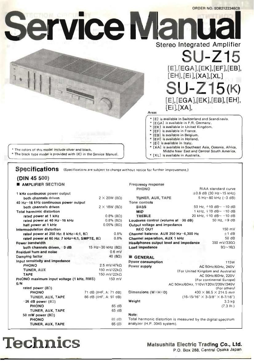 Technics SUZ 15 Service Manual
