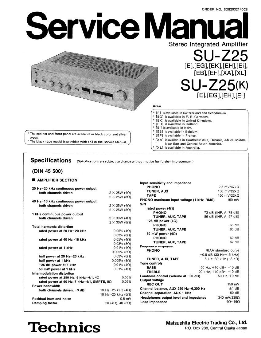 Technics SUZ 25 Service Manual