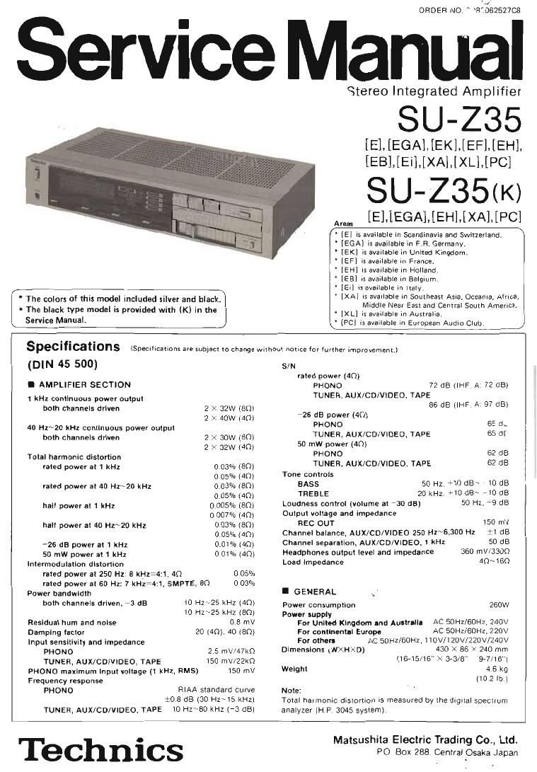 Technics SUZ 35 Service Manual