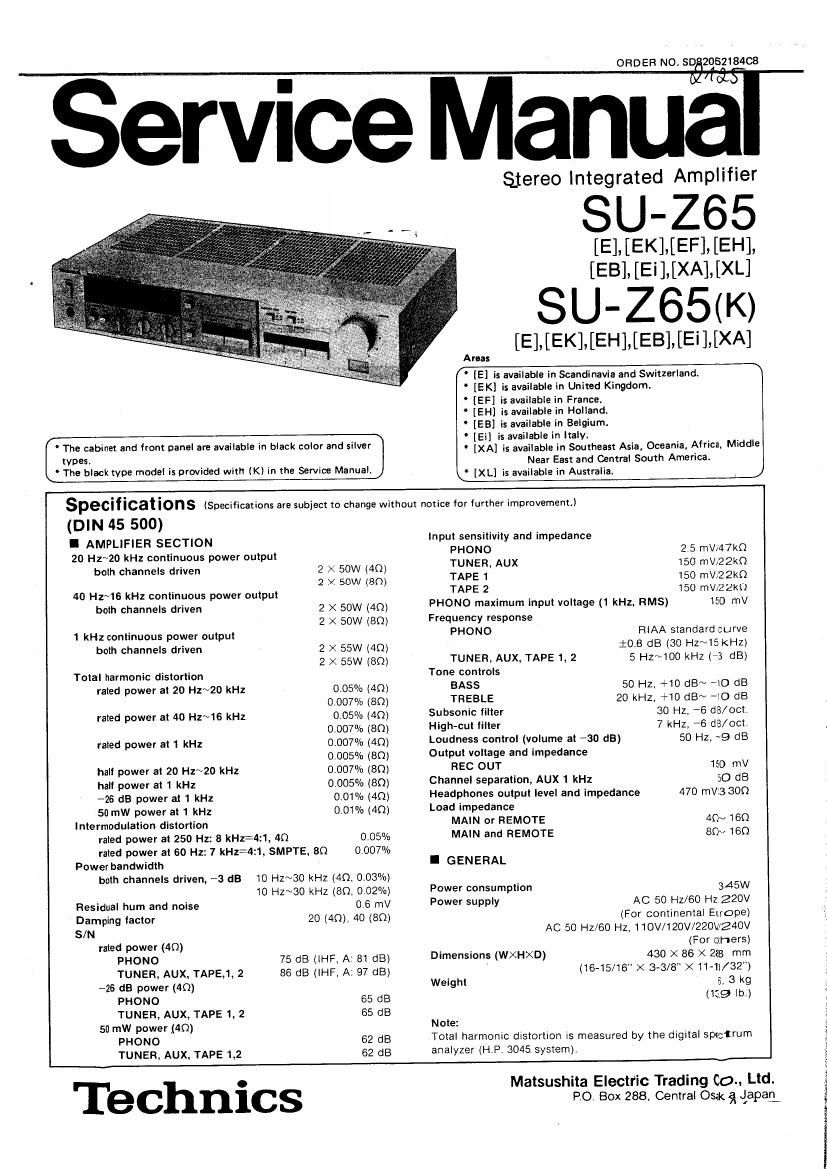 Technics SUZ 65 Service Manual