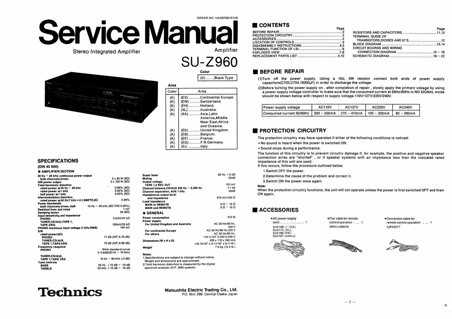 Technics SUZ 960 Service Manual