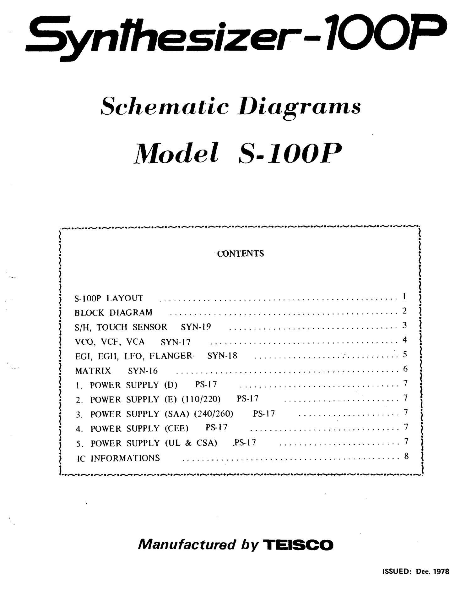 teisco s 100p schematics