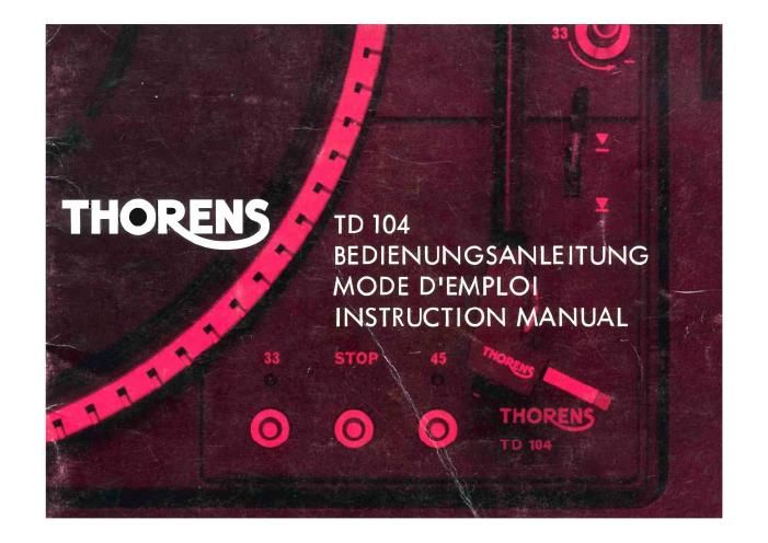 thorens td 104 owners manual