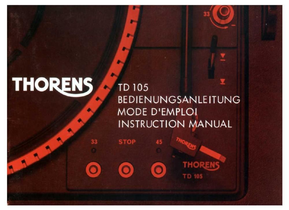 thorens td 105 owners manual