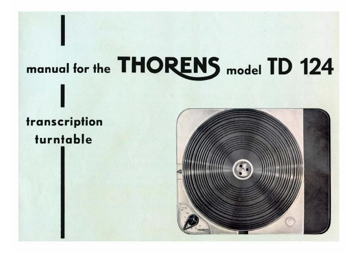 thorens td 124 owners manual