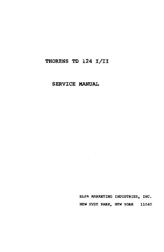 thorens td 124 service manual