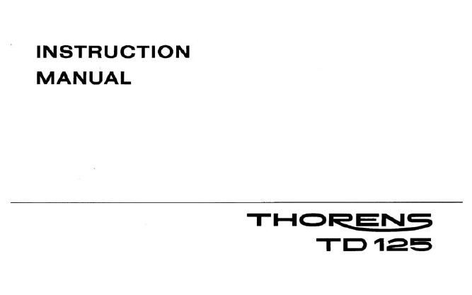 thorens td 125 owners manual