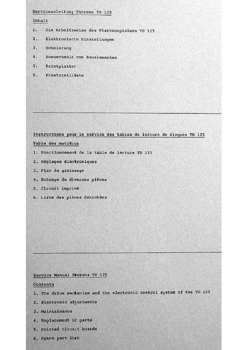 thorens td 125 service manual