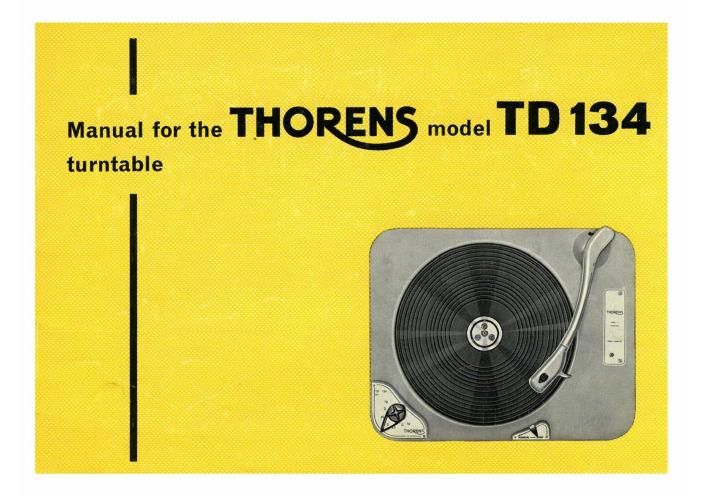 thorens td 134 owners manual