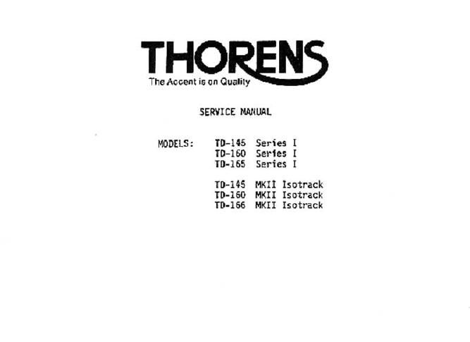 thorens td 145 i td160 i td165 i td 145 ii td 160 ii td 166 ii service manual