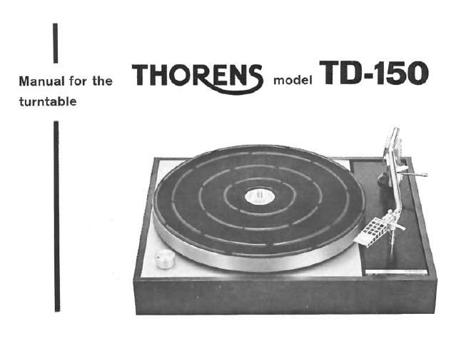 thorens td 150 owners manual