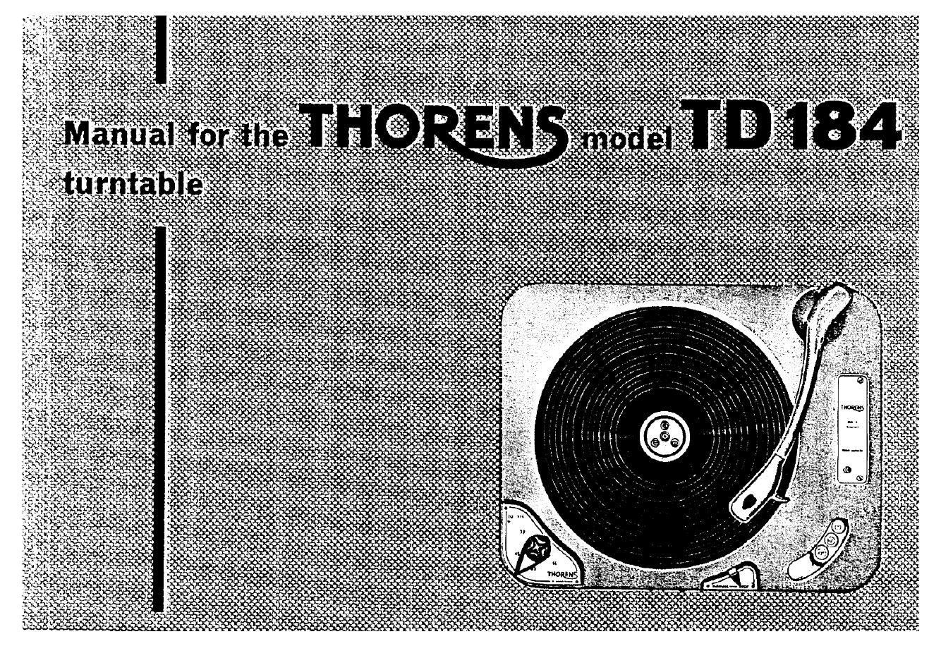 thorens td 184 owners manual