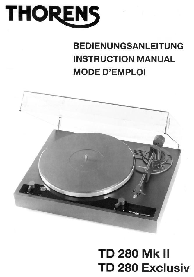 thorens td 280 mk2 owners manual