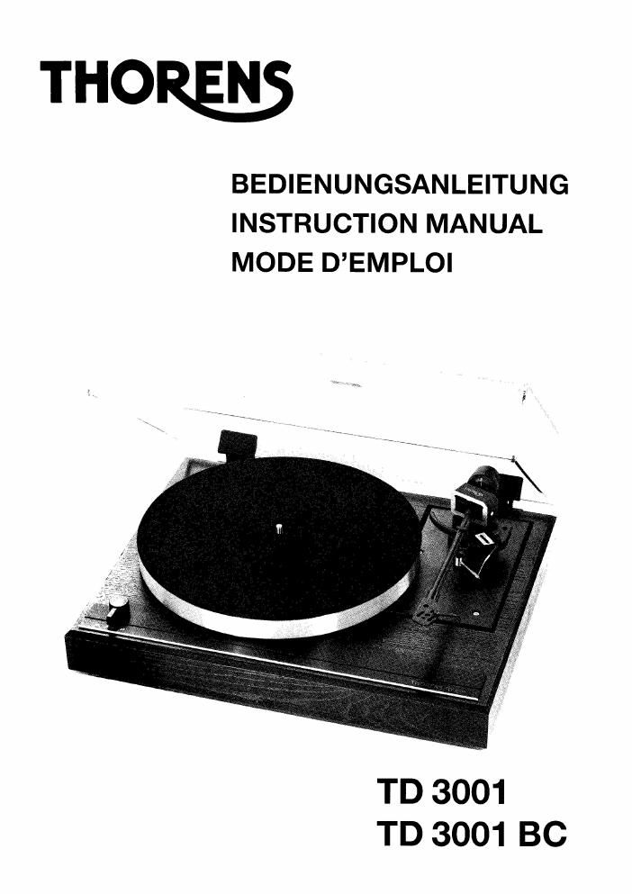 thorens td 3001 owners manual