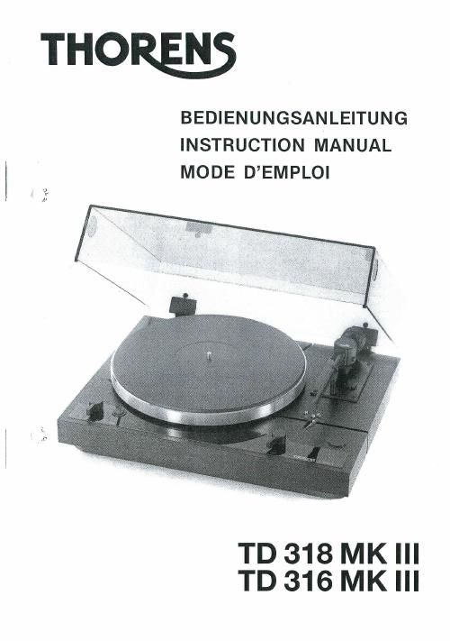 thorens td 316 mk3 owners manual