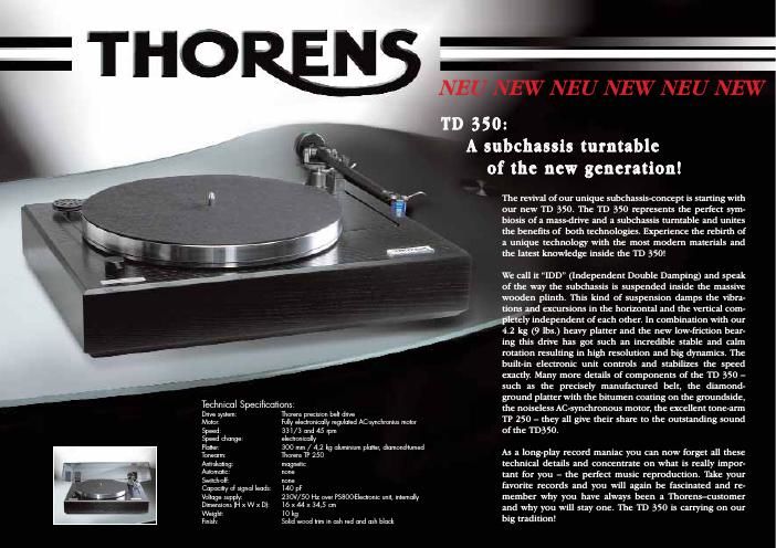 thorens td 350 brochure