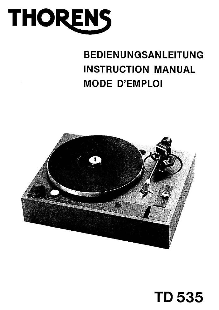 thorens td 535 owners manual