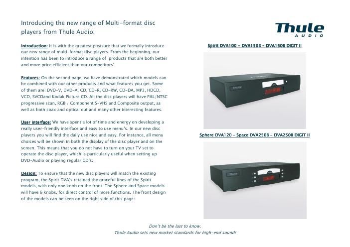 thule audio dva 100 brochure