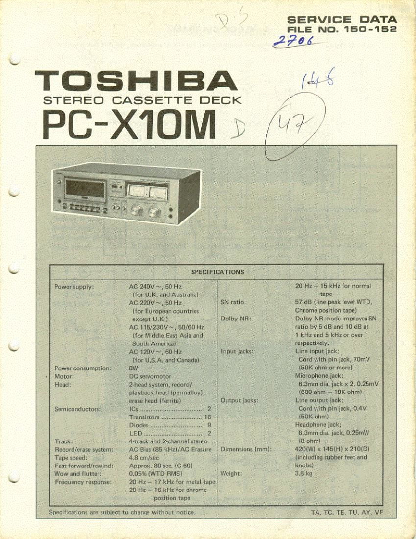 Toshiba PC X10M Service Manual