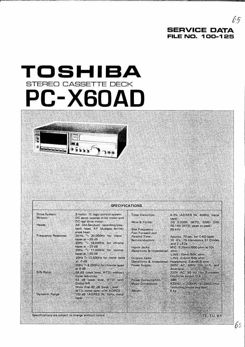 Toshiba PC X60AD Service Manual