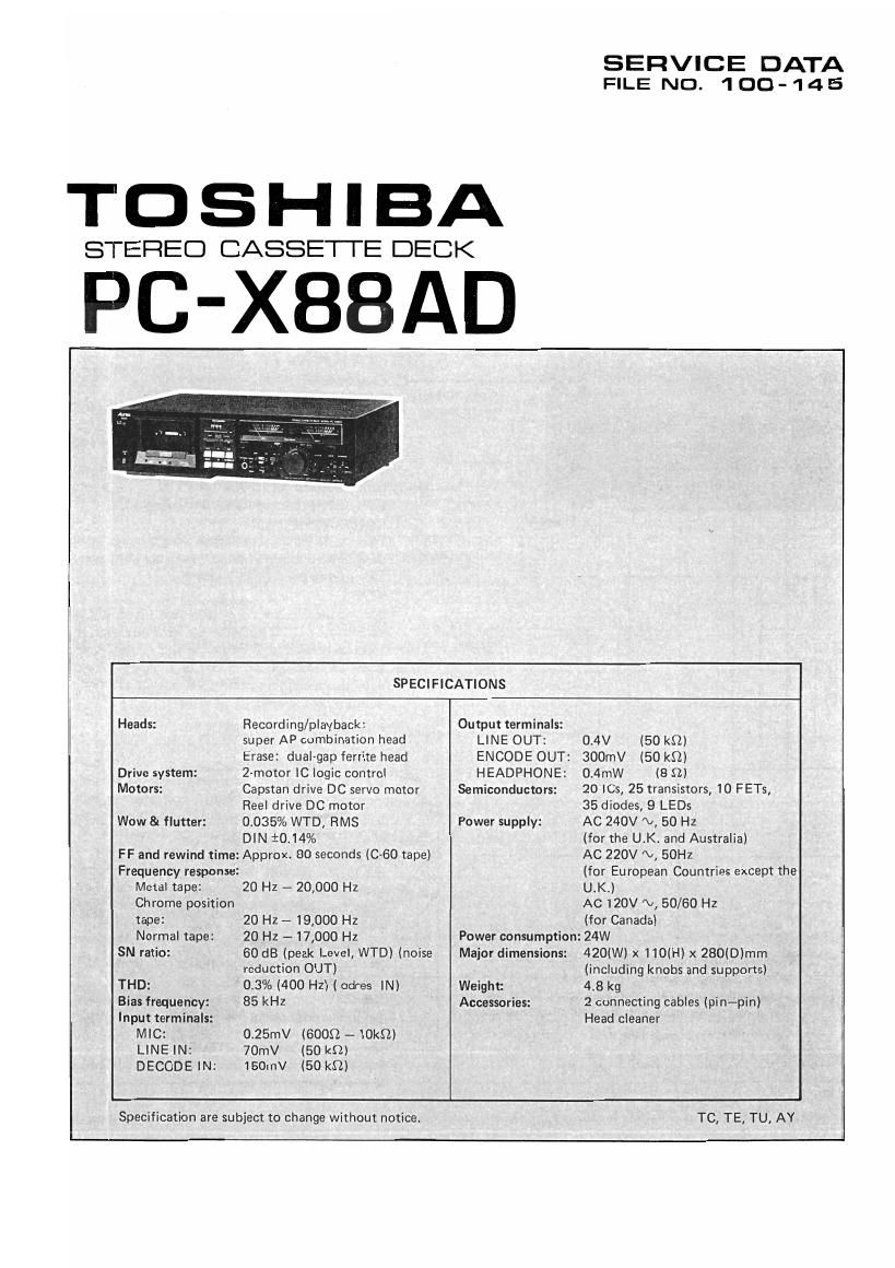 Toshiba PC X88AD Service Manual