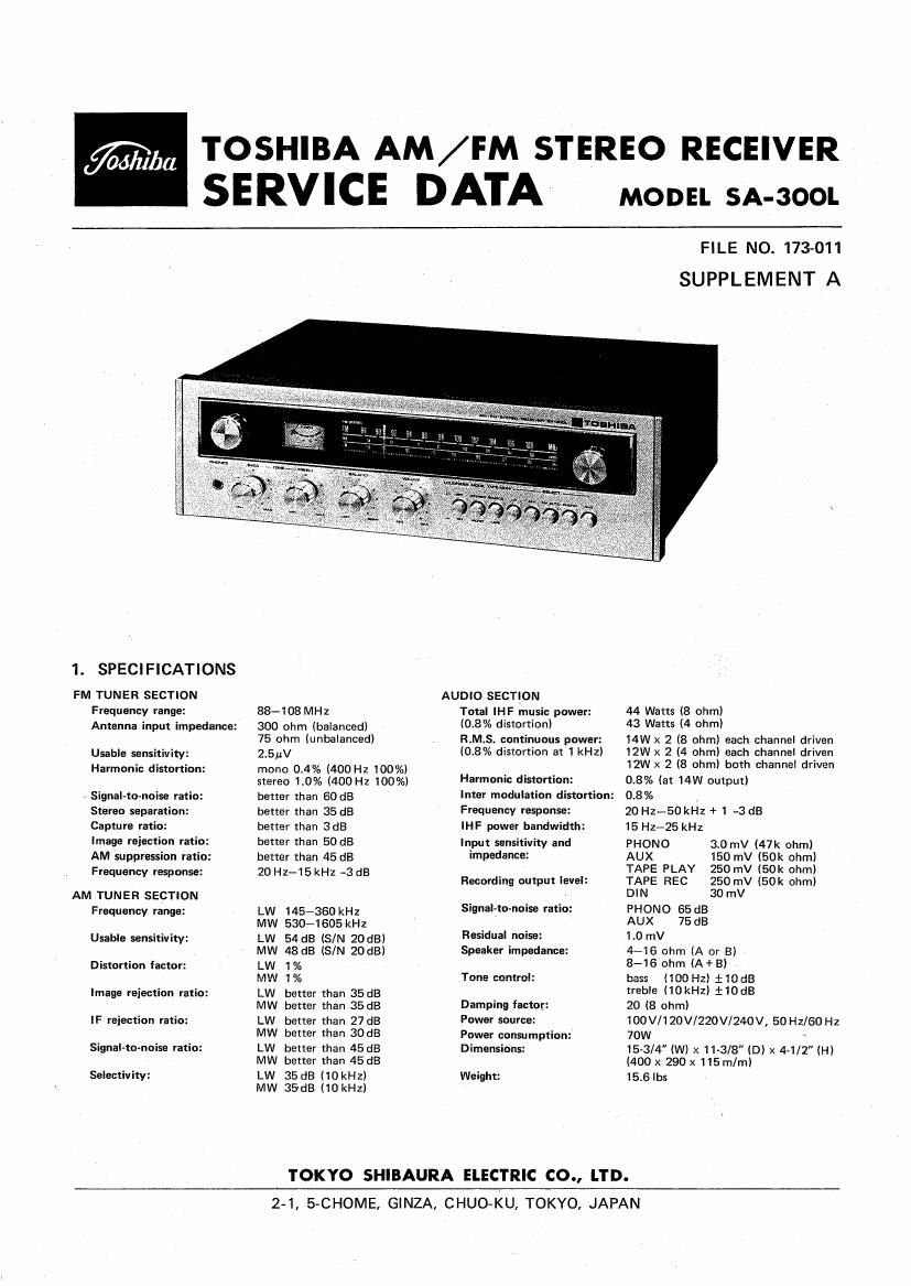 Toshiba SA 300L Service Manual