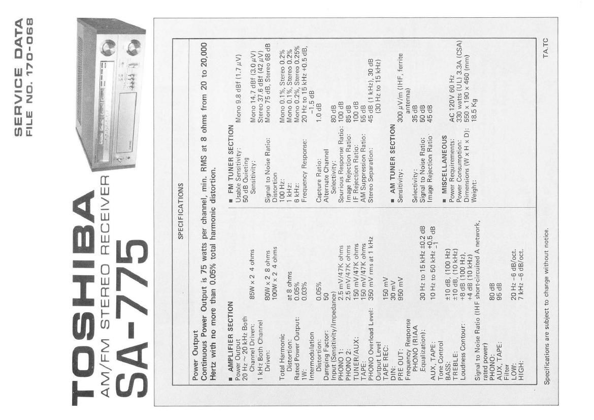 Toshiba SA 775 Service Manual
